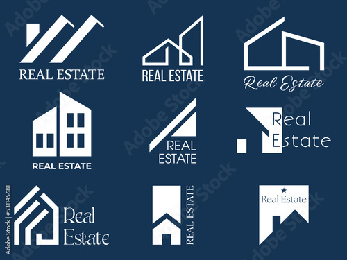 Set of real estate logo. Building sign. For branding, business cards, sites