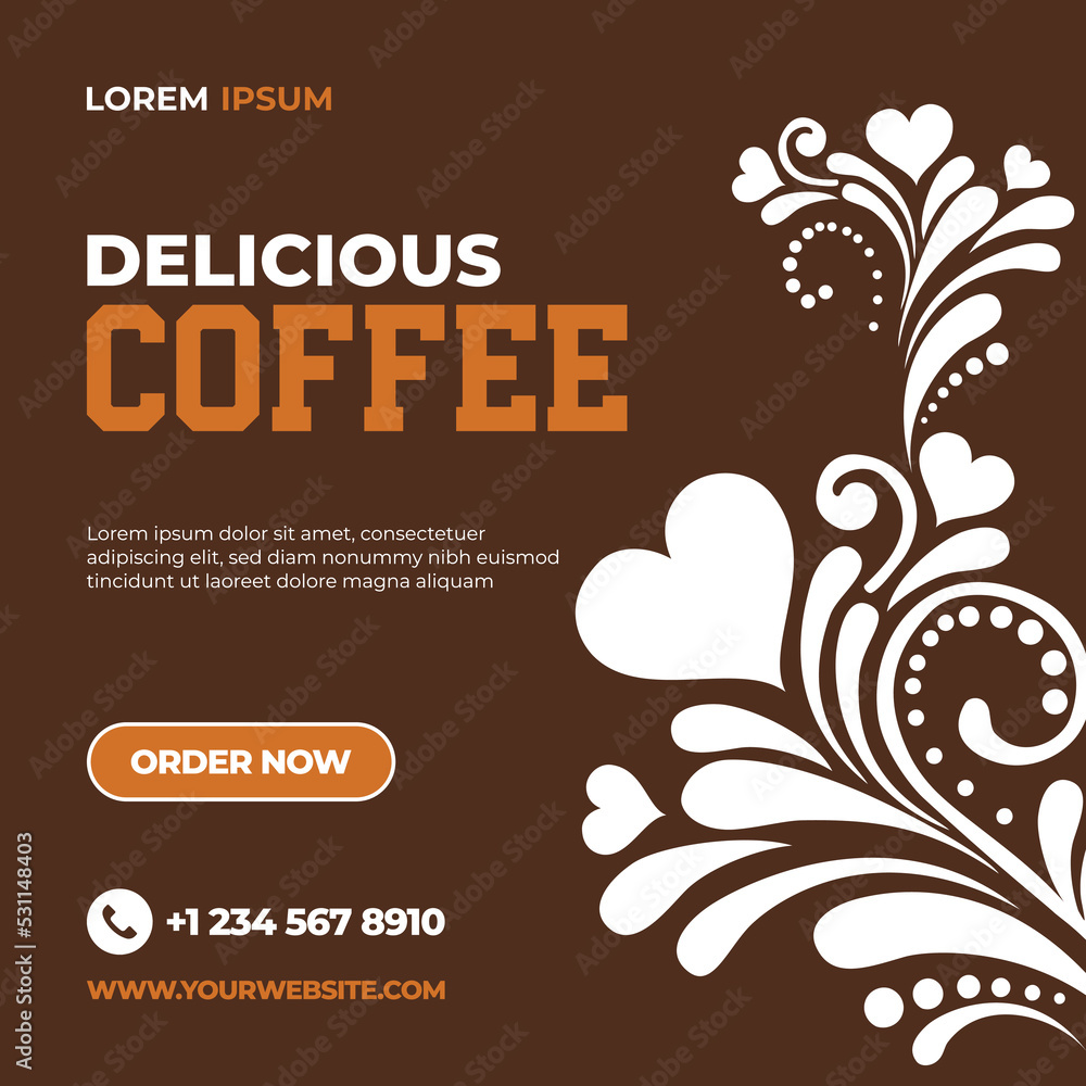 Coffee shop post template. Editable Modern Social Media banner Template