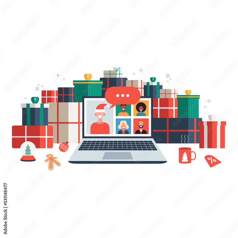 Obraz premium online christmas greeting concept