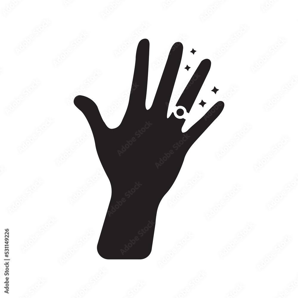 Obraz premium Married ring hand finger icon | Black Vector illustration |