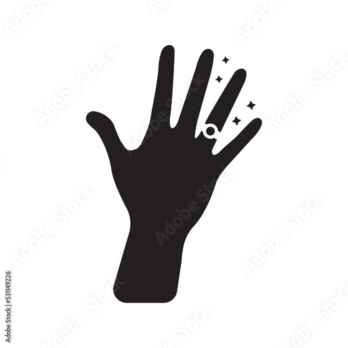 Married ring hand finger icon | Black Vector illustration |