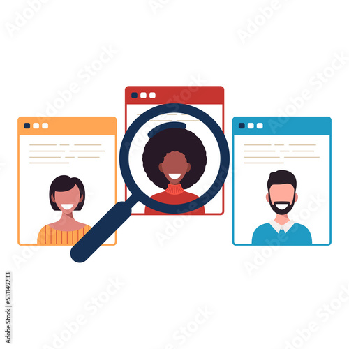 Business HR concept. headhunting hiring person illustration. Concept employee, job and candidate search.