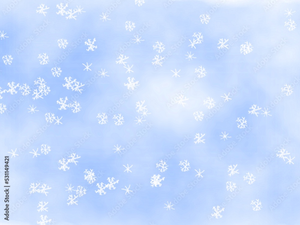 Blue Watercolor Snowflakes Winter Background