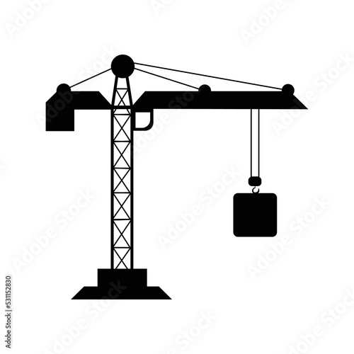 Construction building fixed crane icon | Black Vector illustration |