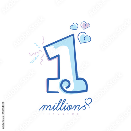 One million followers or subscribers celebration design with hand drawn style