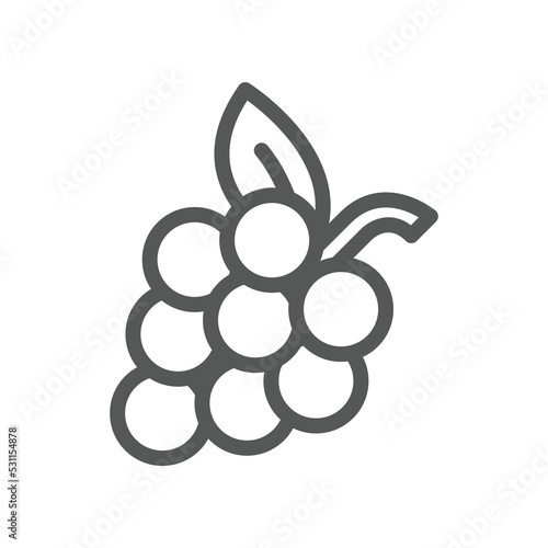 Bunch of grapes with leaf. Nature wine, Grapevine Food fruit Outlined silhouette. organic fresh grape for vegan, vegetarian, icon.Vector illustration filled outline style. EPS10