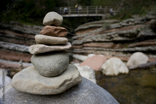 Stack of rocks to mark a mountain trail 