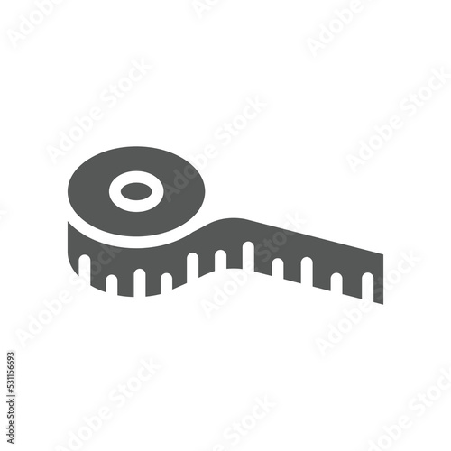Measuring tape line for length centimeter or meter measure can be used for creative template, logo, craft, website and apps. isometric slim icon. Vector illustration filled outline style. EPS10