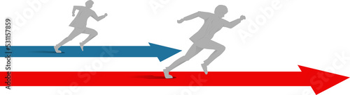 racing competition of businessman running on line graph. concept of business competitor.