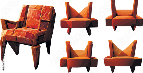 chair options. leather chairs, comfortable furniture. Set of illustrations. in plasticine style