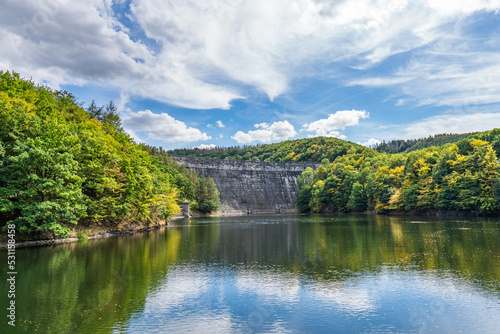 Lake Rursee, In the middle of the Eifel National Park, surrounded by unique natural scenery and unspoilt nature