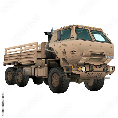 Army truck M142 HIMARS in realistic style. Tactical military vehicle.