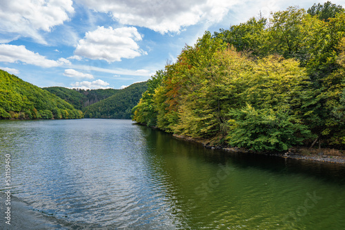 Lake Rursee  In the middle of the Eifel National Park  surrounded by unique natural scenery and unspoilt nature