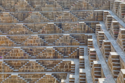 A panorama view across the giant Ancient Chand Baori Stepwell of Abhaneri photo