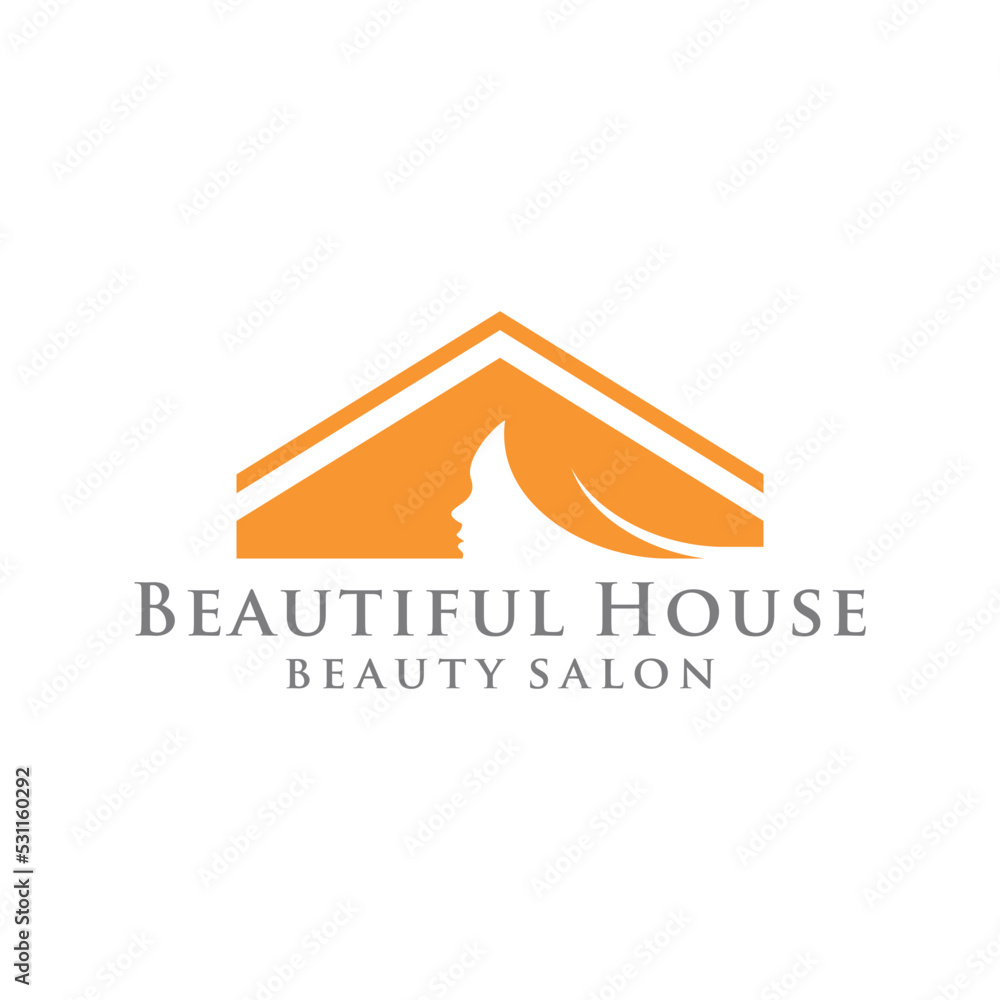 salon home logo design, beauty salon logo, beautiful, salon, feminine, roof icon, vector, silhouette,