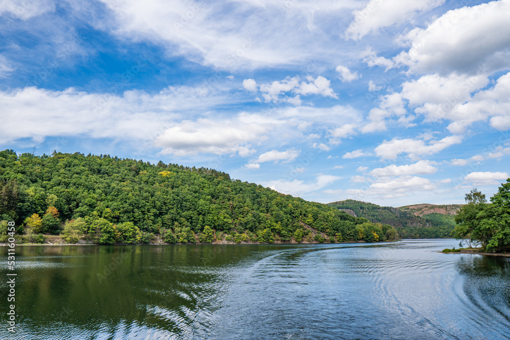 Lake Rursee, In the middle of the Eifel National Park, surrounded by unique natural scenery and unspoilt nature