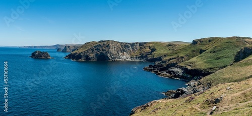 view of the coast of the region sea in Tintagel