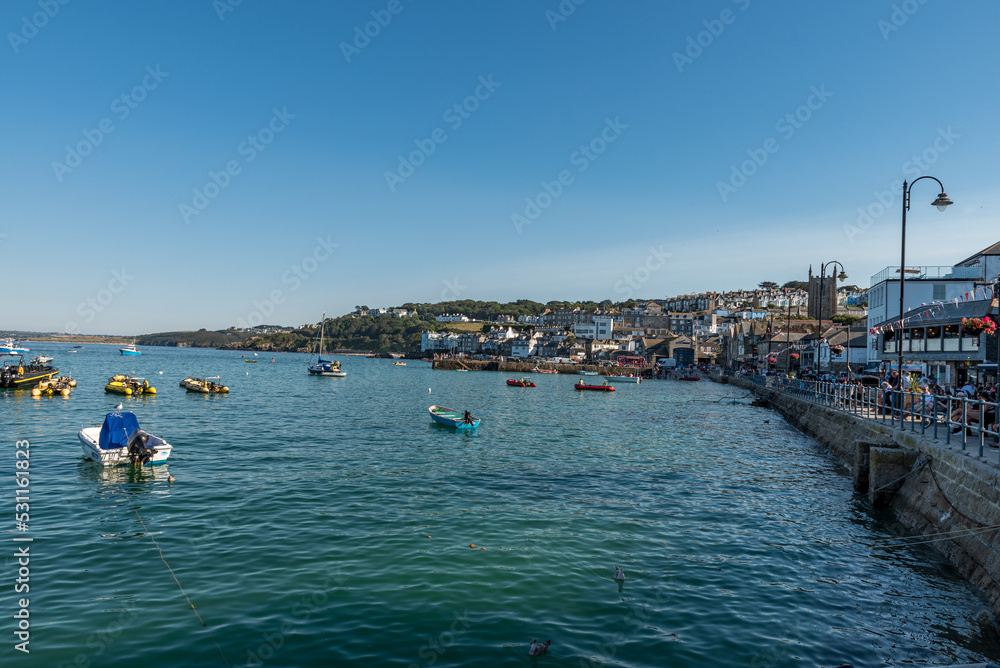 Boats in the harbor in Cornwall