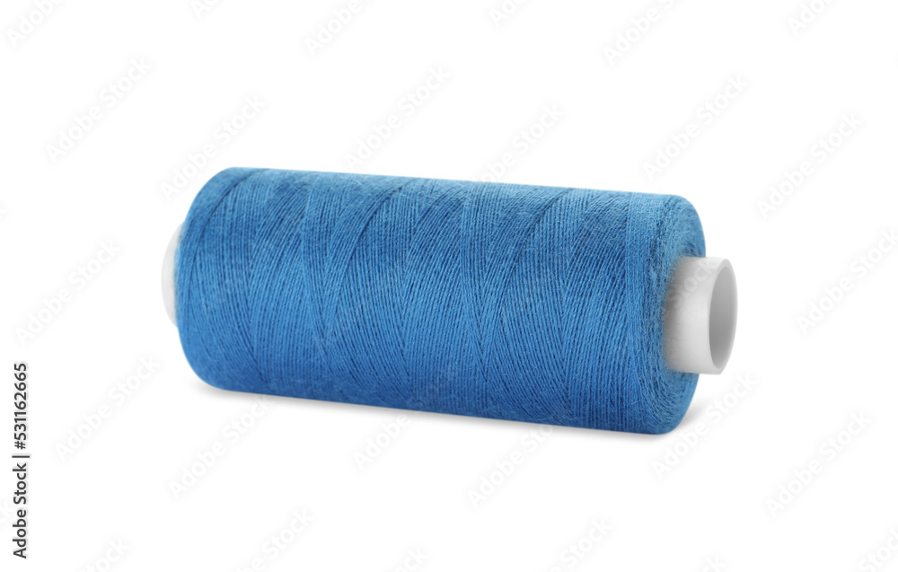 Spool of light blue sewing thread isolated on white Spool of light blue sewing thread isolated on white