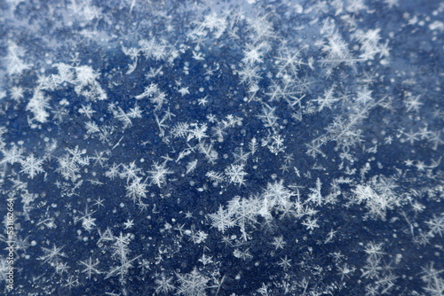 濃紺の上で白く輝く雪の結晶 © 有紀 朝倉