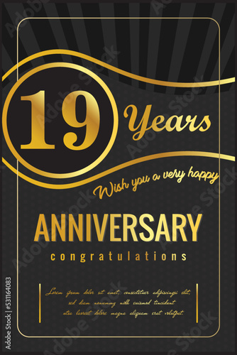 Anniversary luxury retro background 19 years