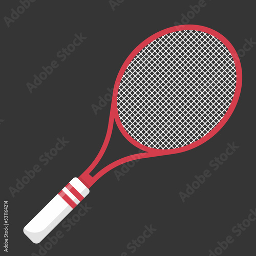 Vector of tennis racket or racquet. Vector illustration with black background. Suitable for content design assets.