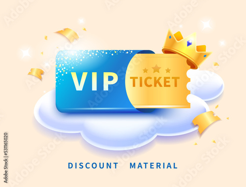 Sparkling luxury minimal style VIP coupon discount gift card with crown and clouds