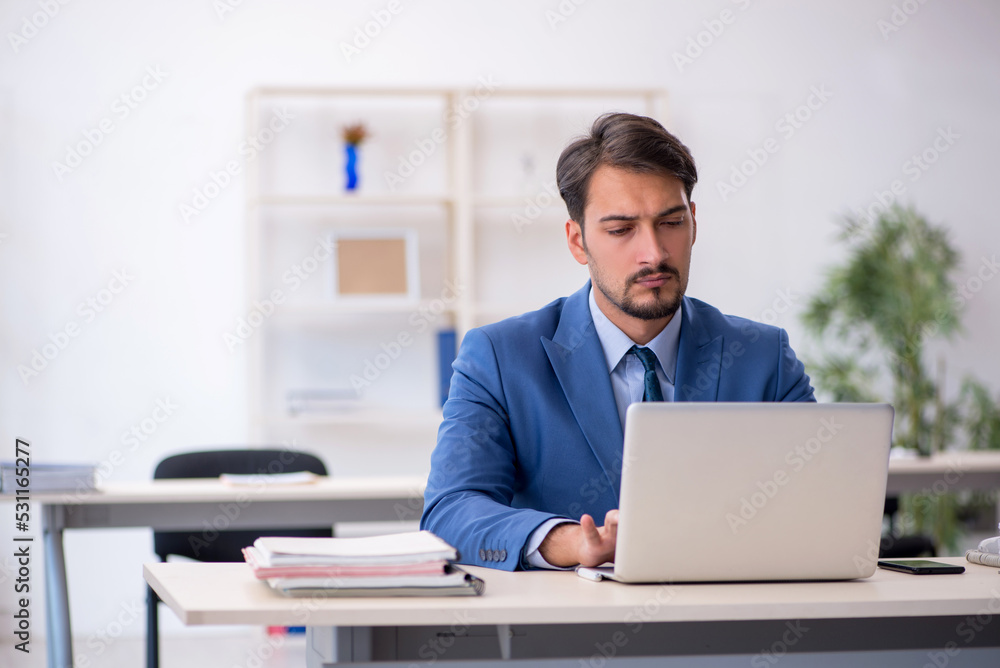 Young male employee working in the office Young male employee working in the office