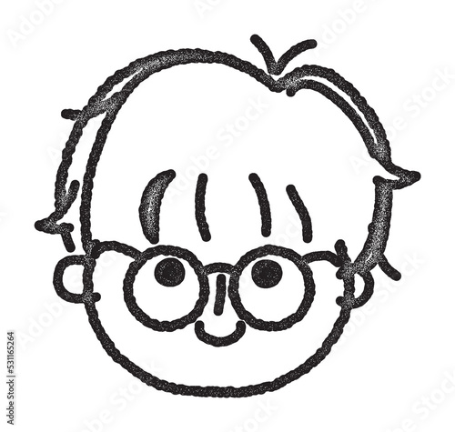 男の子 ゆる顔 アイコン 06 ハンコ風 メガネ _単品04