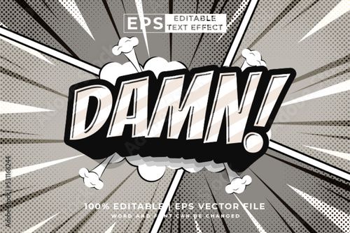 Editable text effect damn 3d Cartoon Comic style premium vector
