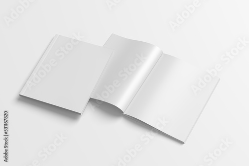 Blank cover and opened us letter magazine mockup