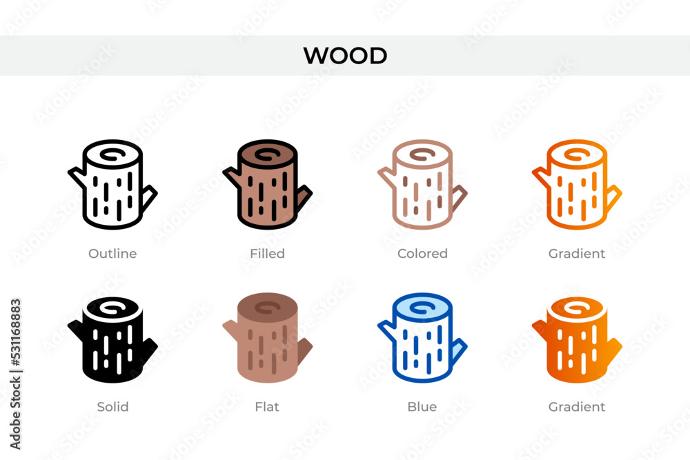 wood icon in different style. wood vector icons designed in outline, solid, colored, filled, gradient, and flat style. Symbol, logo illustration. Vector illustration