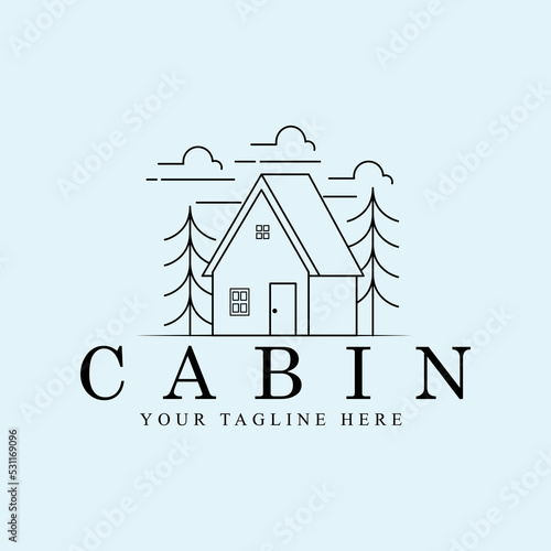 cabin linear logo, icon and symbol, vector illustration design