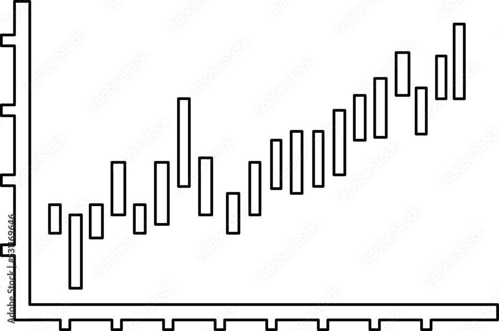 Fototapeta premium growing graph, bar chart, Flat icon isolated on the white background, flat design vector illustration