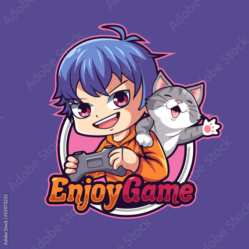 boy child gamer mascot logo