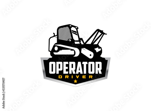 Excavator Or skid steer logo vector for construction company. Heavy equipment template vector illustration for your brand.