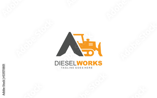 A logo excavator for construction company. Heavy equipment template vector illustration for your brand.