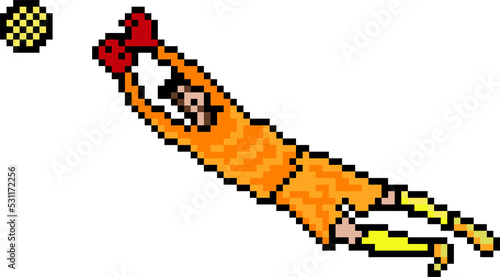 Soccer player goalkeeper pixel art.