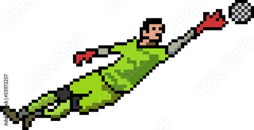 Soccer player goalkeeper pixel art.
