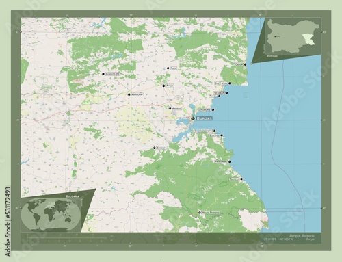 Burgas, Bulgaria. OSM. Labelled points of cities photo