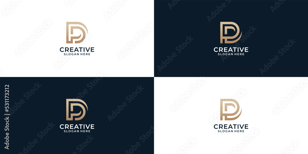 Fototapeta premium Set of abstract initial letter D P logo template. geometric icons for business of fashion, sport, automotive.