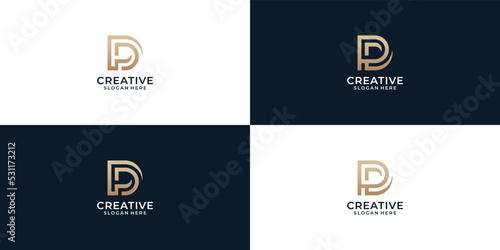 Set of abstract initial letter D P logo template. geometric icons for business of fashion, sport, automotive.