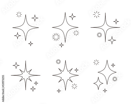 Light  star  spark line icon illustration set with twinkle twinkle bright glow effect.