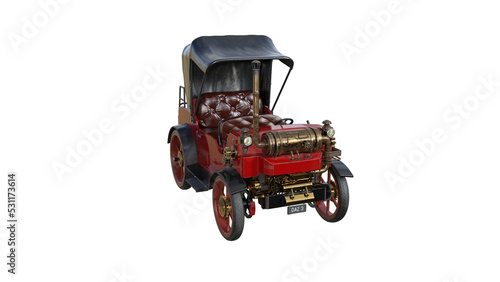 3D model of an old car rendered in different angles isolated on transparent background. 3D Rendering, 3D Illustration, PNG.