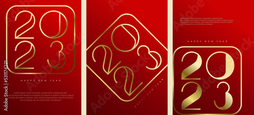 Happy new year 2023 background banner poster, chinese concept with red and gold colors.