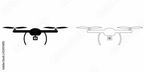 drone icon with camera isolated on white background