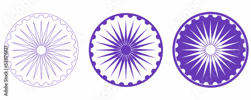 Ashok chakra sign set isolated on white background.dharmahakra Symbol vector