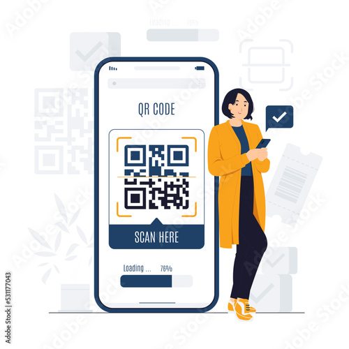 Qr code scan to pay concept illustration
