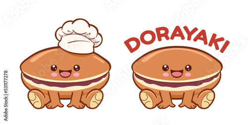 Cartoon Character of Dorayaki or Japanese Red Bean Pancake
