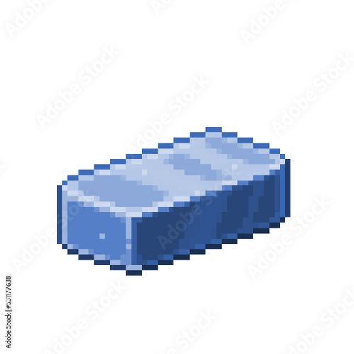 An 8-bit retro-styled pixel-art illustration of a sapphire bar mineral.